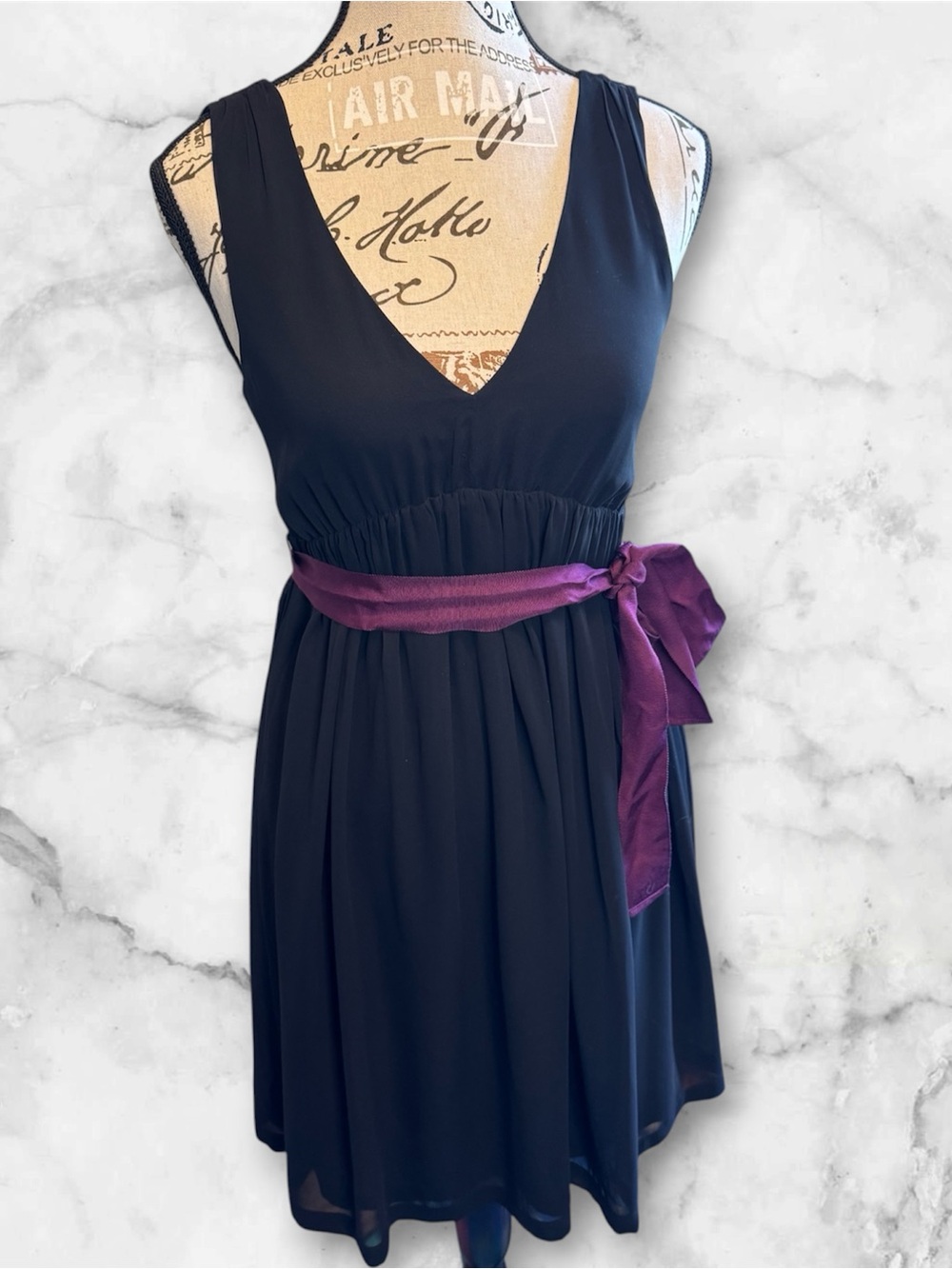 American Eagle Outfitters Black dress with purple belt